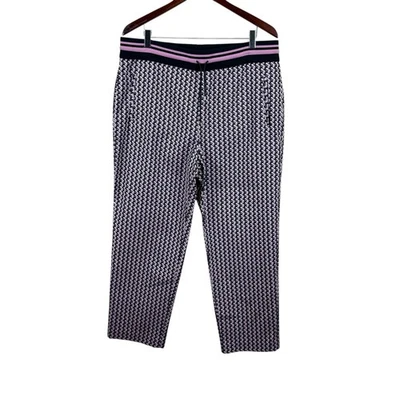 Pantalón Lillet Worth New York Diseñador Grande Pull On Azul Marino Lavanda Pantalones Elegante Usado en Excelente Condición Foto 1 de 4
