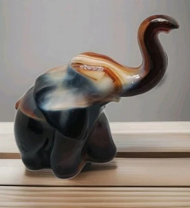 Imperial Glass Elephant By Heisey Rare Marble Elephant Good Luck Elephant - Picture 1 of 12