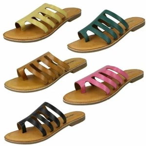 Ladies Leather Collection Flat Strappy Sandals F0R0125 - Picture 1 of 46