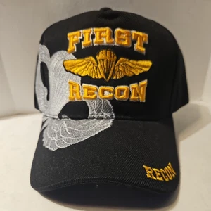 US Army 1st Recon Men's Ball Cap Hat Black Embroidered Acrylic - Picture 1 of 4