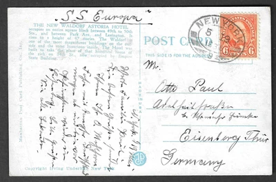 New York, NY, 6c Garfield, 1935 postcard Supplementary Mail oval "9" RRR! - Image 1 of 3