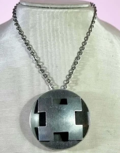 Mid Century Modernist Brutalist Pendant And Chain Handmade Australia c 1960 - Bild 1 von 6