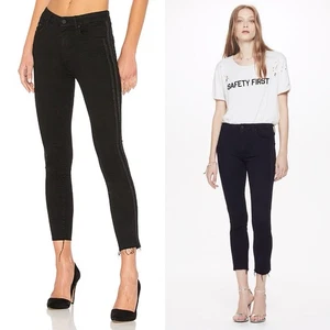 Mother Jeans High Waisted Looker Ankle Fray in Guilty Party Racer Skinny Sz 27 - Picture 1 of 13