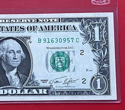 1974 $1 DOLLAR BILL ( NEW YORK B ) Block B-C  , UNCIRCULATED - Image 1 of 3
