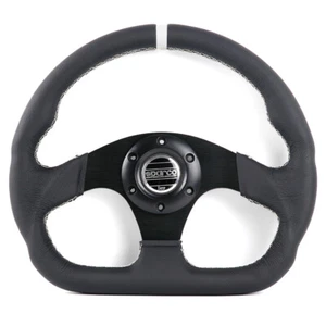 SPARCO Thickened Spoke D style Sport Steering Wheel Genuine Leather 320mm #White - Picture 1 of 7