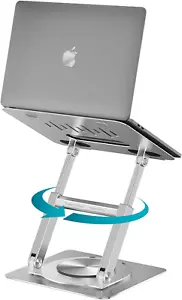 360 Rotating Ergonomic Laptop Stand for Desk, Laptop Riser with Swivel Base, Adj - Picture 1 of 12
