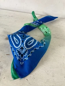 Cotton Square Neck Scarf Neckerchief Bandana Blue Green Paisley Tie Dye NEW - Picture 1 of 5