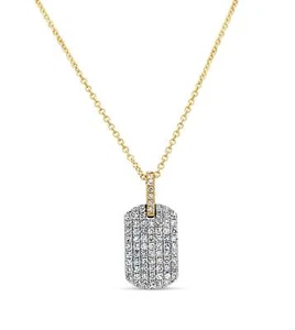 Olive & Chain 14k Diamond Dog Tag Necklace - Picture 1 of 9