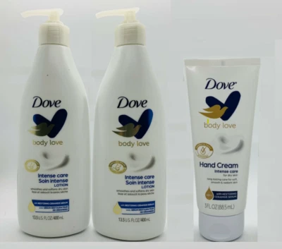 Dove Intense Care Body Lotion 2 (13.5oz) Bottles + (3oz) Hand Cream Combo Pack! - Image 1 of 4