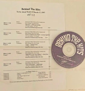 RADIO SHOW 3/17/97 BEHIND THE HITS: GORDON LIGHTFOOT, JEFFERSON STARSHIP, STONES - Imagen 1 de 1