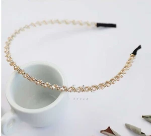 Damen Haarreifen Strass Steinen Hochzeit Party in beige - Bild 1 von 2