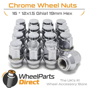 Wheel Nuts (16) 12x1.5 Ghia Chrome for Ford Cougar 98-02 on Original Wheels - Picture 1 of 4