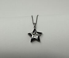 Sterling Silver Black Diamond Star Necklace 18"