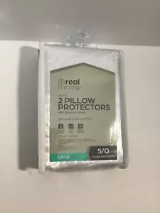 NEW Real Living-Satin 2 Pillow Protectors with Zippered Closure-20inX28in-White - Picture 1 of 22