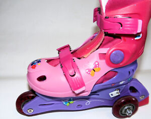 Little Tikes Girl's Trainer 3 wheel Roller skates Used 7 inches