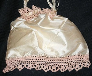 Edwardian / Flapper Shabby Chic Ivory Silk Handbag w/ Crochet Trim - Bild 1 von 6