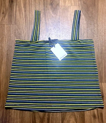 Olivaceous Cropped Tank Top Womens Medium Yellow Gray Striped Square Neck NWT - Image 1 of 4