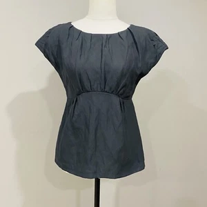 VERONIKA MAINE Charcoal Fitted Blouse Size 8 Cap Sleeve - Picture 1 of 8