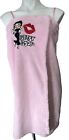 NWT Betty Boop Bathrobe Towel Wrap With Straps Womens Size L Baby Pink