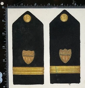 WWII US Coast Guard USCG Lt JG Bullion Shoulder Boards - Picture 1 of 3