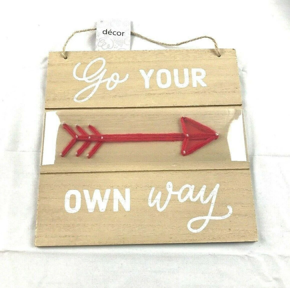 NEW Go your own way wooden and string sign wall decor arrow  - Image 1 of 4