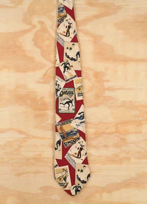 Vintage Kenneth Gordon Perlis Nola RARE Retro Winter Sports Posters.Silk NeckTie Foto 1 de 4