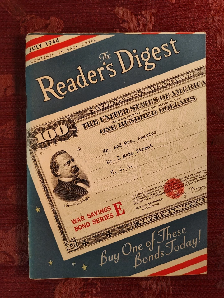 Reader's Digest July 1944 WWII Buy War Bonds Ben Hecht Edwin Muller Henry Curran - Image 1 of 1