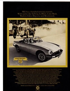 Anuncio impreso vintage MG 1975 British Leyland ~ terrenos de pruebas de aniversario dorado - Imagen 1 de 1