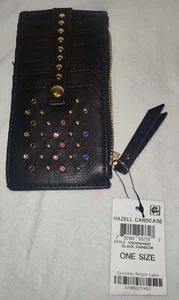 INC ID Credit Card Case Hazell Vegan-leather women's Slim zip wallet Black NWT - Picture 1 of 8