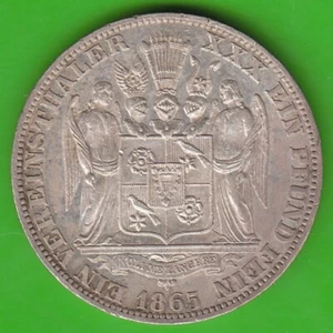 Coin Silver Thaler Schaumburg-Lippe Vereinstaler 1865 Nice Rare nswleipzig - Picture 1 of 3