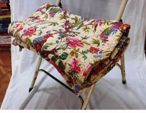 Barmier Vintage Cotton Kantha Quilt Twin Size Bedspread Bird Print* - Picture 1 of 6