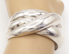 CHARLES KRYPELL 925 Sterling Silver - Vintage Shiny Swirl Cuff Bracelet - BT1649