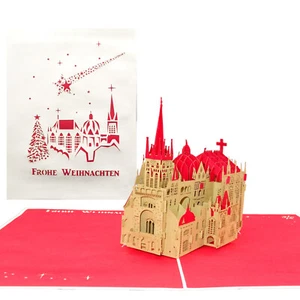 3D Grußkarte Aachen -  "Aachener Dom - Frohe Weihnachten" Pop Up Weihnachtskarte - Bild 1 von 5