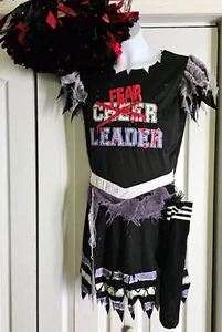 Fear Leader Cheerleader Costume Rebel Zombie Killer Goth Bad Dead Halloween Girl - Picture 1 of 8