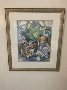 "A Dolls Daydream" Original Aquarell Kinderzimmer/Kinderzimmer Kunst 26 "L 22,5" - Bild 1 von 8