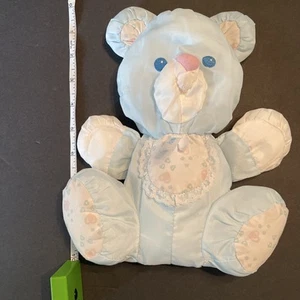 Fisher-Price Blue Puffalump Rattle Teddy Bear Baby Vintage 1994 10" * - Picture 1 of 11