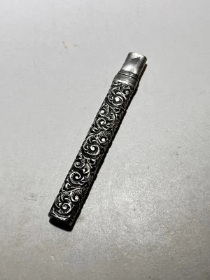 STERLING SILVER PENCIL CASE WITH PENCIL Contractor Fancy Floral 6.8 G - Image 1 of 4