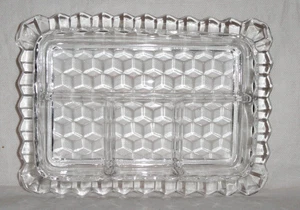 Fostoria Relish Tray/Dish ~ American ~ 4 Part Divided Plate ~ Clear Rectangle - Picture 1 of 6