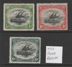 Papua Nuova Guinea 1901 Lakatoi 1/2d, 1d, 6d Sc 1-2 MH, 6 NH (Regum?) CV $102,50 - Foto 1 di 2
