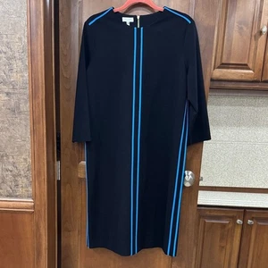 Escada Black Dress with Blue Stripes - Picture 1 of 7