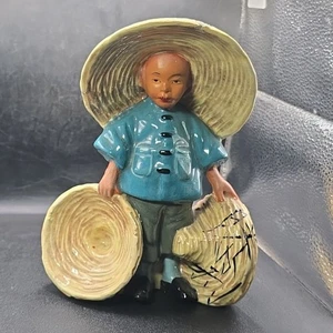 De colección McCarty Bros California Cerámica Asiático Chino Hombre Azul Estatuilla Maceta - Imagen 1 de 14