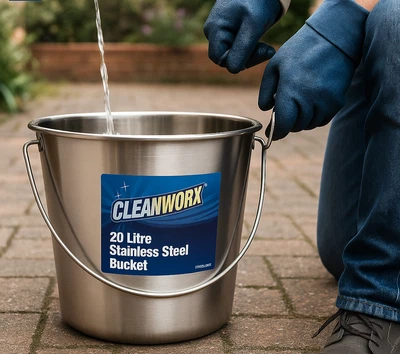 Stainless Steel Bucket with Handle 20Ltr HDuty Premium Quality 20L Pail Med - image 1 of 4