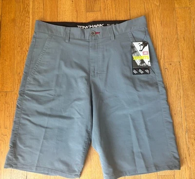 NUEVO CON ETIQUETAS Tony Hawk Hombres Talla 32 Next Level Series Gris Pantalones Cortos Monopatín 12" Entrepierna Foto 1 de 4