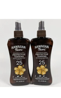 Protector solar bronceador protector Hawaiian Tropic 8, oz aceite FPS 25 (paquete de 2) caducidad: 11/26  Foto 1 de 3