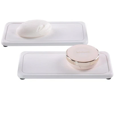 2 Pcs Water Absorbing Stone Trays, Kitchen/Bathroom Sink Soap Dish, Diatomite... - Image 1 of 4