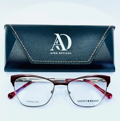 LUCKY BRAND D108 BORGOÑA Plateado Mujer Semi Gato Anteojos 52-17-140 B:39 Foto 1 de 4