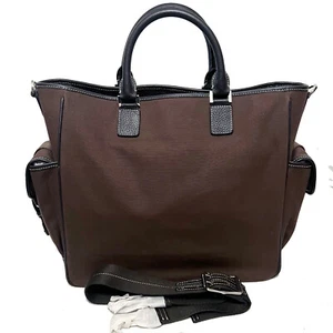 LAMBERTSON TRUEX Men's XL Dk Brown Canvas/ Leather Tote - NEW - Picture 1 of 13