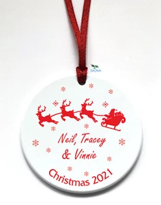 Personalised christmas decoration 2023 Bauble Family names xmas tree ornament - Picture 1 of 9