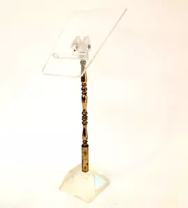 Vintage MCM Lucite Brass Stand Book Tablet Phone Display Picture Easel Ornate - Picture 1 of 11