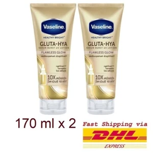 2 x 170 ml Vaseline Healthy Bright Gluta-Hya Serum Burst UV Lotion Flawless Glow - Picture 1 of 7